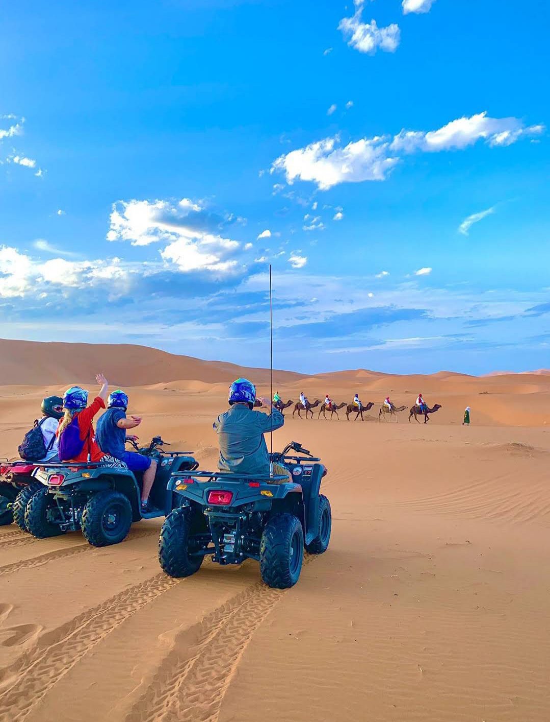 Atvs and camel trekking in Sahara Desert Morocco