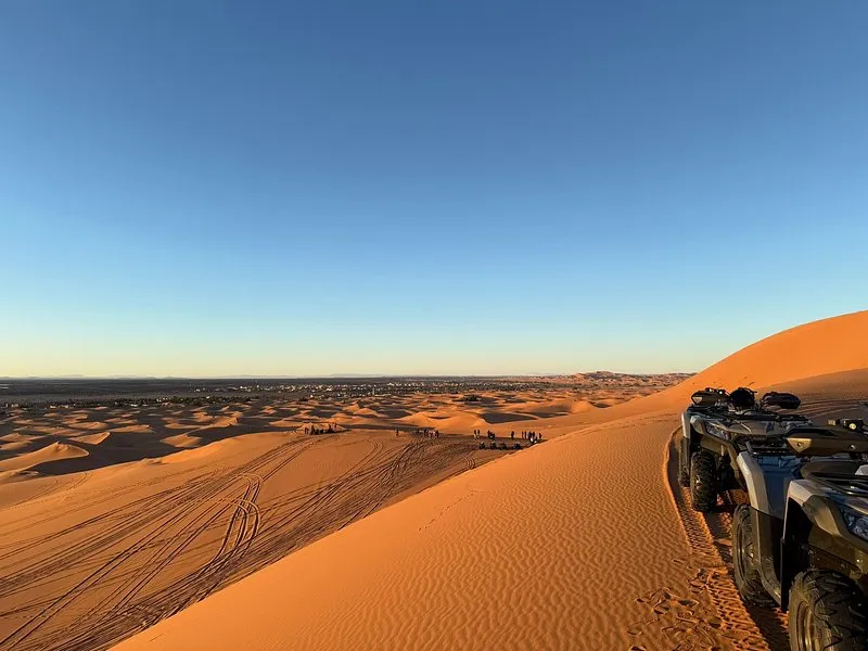 ATV adventure in golden dunes in Merzouga Sahara Desert
