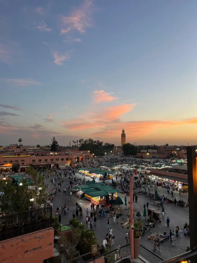Historic city of Marrakech with traditional Moroccan architecture