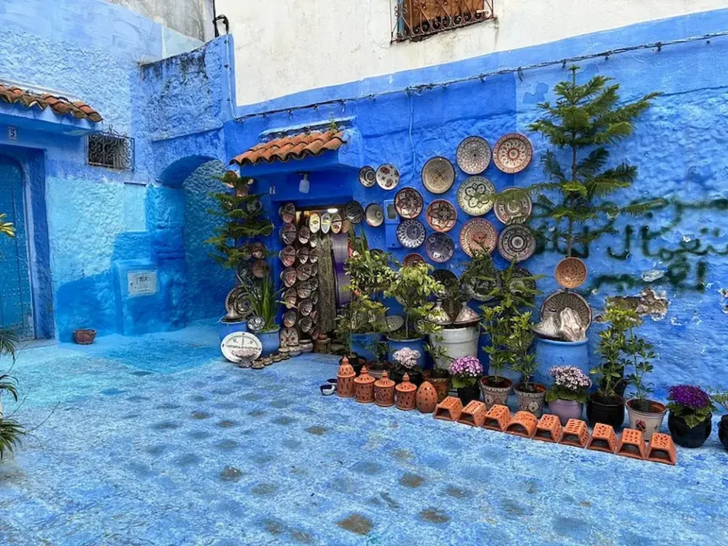 Blue streets of Chefchaouen in northern Morocco.