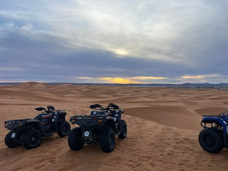Atv adventure in Merzouga Desert during the sunset